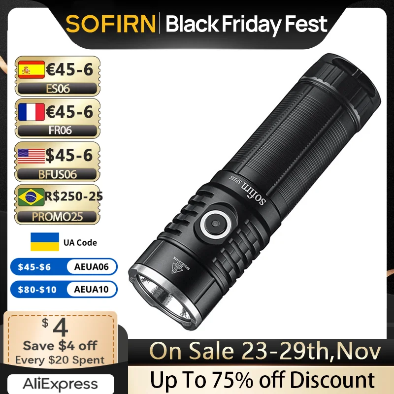 Sofirn ͸  USB C   LED , SP33S, XHP70.2, 5000lm, 26650 21700 ġ